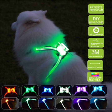 LED Dog Collar - USB Rechargeable Light Up Pet Safety Collar with 7 Colors
