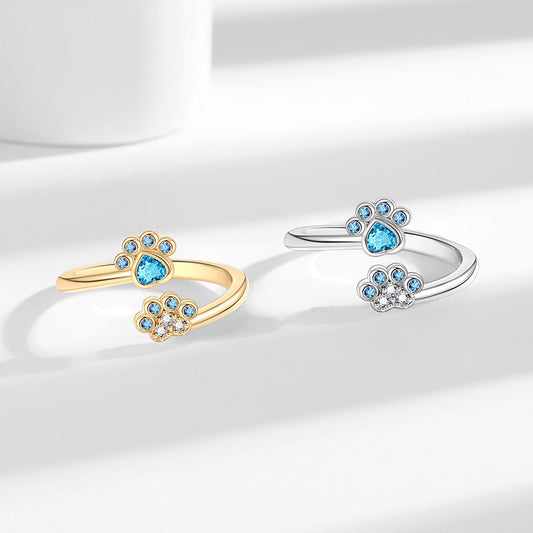Sparkling Paw Print Zircon Ring..√√