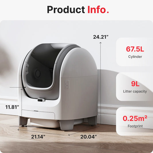 PETMARVEL C1 Smart WiFi Self-Cleaning Litter Box – Large Open Top, White