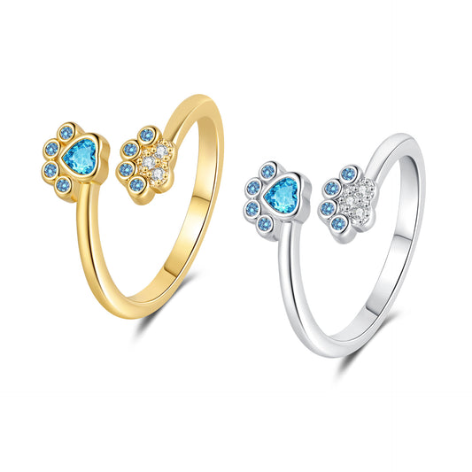 Sparkling Paw Print Zircon Ring..√√