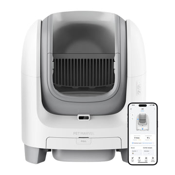PETMARVEL C1 Smart WiFi Self-Cleaning Litter Box – Large Open Top, White